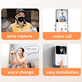 Miniatyrbillede 2 af 5: Smart Videodørklokke Hjemme Intercom, Smart Trådløs Fjernbetjening Videodørklokke, High-definition Nattesyn Wifi Opladning Tyverisikring Dørklokke, To-vejs
