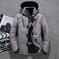 Miniatyrbild 1 av 5: Herrdunjacka Vinter Parka Huva Utomhus Tjock Varm Överdimensionerad Mode 2024 Dragkedja Nedre Jacka Grey 3XL