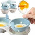 Miniatyrbilde 4 av 5: 2 STK Mikrobølgeovn Egg Poacher 2 Hulrom Silikon Eggkoker for Kokte Egg og Posjerte Egg Kjøkken Matlaging Eggkopper, B