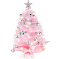 Miniatyrbilde 1 av 5: Mini Juletre Dekorasjoner - 24inch/60cm Rosa Kunstig Lite Juletre med LED Lys - Miniatyr Bordplate Dekor Tre Juleferie Fest D