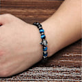 Miniatyrbillede 5 af 5: Mænds Perler Sort Ulvehoved Armbånd Charm Energi Armbånd Smykker Gave