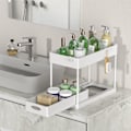 Miniatyrbilde 1 av 2: Under-vask Organizer og Oppbevaring, 2-trinns Under Baderomsvask Organizer Bad Samling Kurv Med 4 Kroker