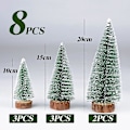 Miniatyrbilde 3 av 5: 8 stk Mini Kunstig Juletre 3 Størrelser Miniatyr Juletre Grønn Mini Juletre Små Juledekorasjoner Figurer 10/15/20 cm