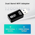 Miniatyrbild 2 av 5: 1200Mbps 5Ghz Wifi USB Wifi-adapter USB 3.0 Wi-fi-adapter Ethernet Wi Fi-antenn Dual Band 2.4G&5G Wifi-modul för PC Laptop Bluetooth-sändare