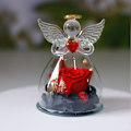 Miniatyrbillede 3 af 3: Engel Rose Statue Engel Gave til Kvinder, Bevar Ægte Rose Glas Engel Gave Red