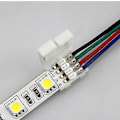 Miniatyrbillede 4 af 5: 1 stk 10mm 4-polet dobbelt stik med kabel til SMD LED 5050 RGB stribe lys