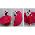 Miniatyrbillede 3 af 3: 720 Silkeagtig Tynd Chiffon Elastisk Talje Lang Mavedans Nederdel Red 85CM