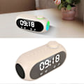 Miniatyrbillede 4 af 5: Trådløs Bluetooth-højttaler med RGB-belysning, kraftig bas, temperaturvisning, stemmeudsendelse, FM-radio og spejlsalarmur i beige