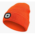 Miniatyrbilde 1 av 5: Unisex USB Ladbar Lysende LED Vinterlue Varmt Hodeplagg med Hodelykt for Natt og Høst Hettemott Lys Orange