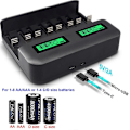 Miniatyrbild 3 av 5: LCD Universal Batteriladdare - 8-fack AA /AAA /C /D Batteriladdare för Uppladdningsbara Batterier med 2A USB-port, Typ C-ingång, Snabb AA /AAA Batteriladdare