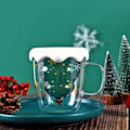 Miniatyrbillede 4 af 5: Juletræsmug, 10 oz Dobbelt Vægs Glasmug med Håndtag, Julekaffemug Gave without lid