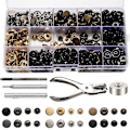 Miniatyrbilde 1 av 2: 120 Sett Snap-knapper Kit, Metallknapper Trykknapper Med Stempel Tang, 6 Farger Klær Snap Kit, Lær Snap For Klær, Jakker, Jeans Vi