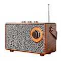 Miniatyrbild 1 av 5: Retro FM-radio, bärbar, trä, Bluetooth-högtalare, bas, handsfree, MP3-spelare, stöd för USB/TF, bil