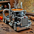 Miniatyrbilde 4 av 5: Håndlaget lastebil kaffekrus, 11 oz semitrailerformet keramisk kaffekrus, semitrailer kaffekrus Blue