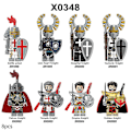 Miniatyrbillede 1 af 5: 8 stk. middelalderlige ridder actionfigurer sæt samleobjekt byggeklodser kamp præst patron ridder samling minifigurer legetøj børn fans gave