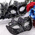 Miniatyrbilde 2 av 5: Par Venetian Maske Maskerademaske Kvinne Blonder Venetian Maske For Kvinne Mann Maskeradefest