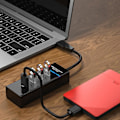 Miniatyrbild 3 av 5: USB 3.0 Hub med Strömförsörjning, 4 Portar, Bärbar USB-Datahub, Delare, Adapter