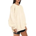 Miniatyrbilde 4 av 5: Genser Damer Oversized Lang Erme Fleece Rundhalsgenser Topper Høst Vinter Tenåringsjenter Klær (L)