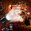 Miniatyrbild 1 av 4: Utomhus LED-projektor för jul, LED-projektor för snöfall, landskapsljus med snöfall, IP65 vattentät roterbar förstärkt festlig projektor