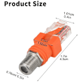 Miniatyrbild 2 av 5: Koaxial till Ethernet-adapter, 4-pack Koax RF F-hona till RJ45-hane Konverterare för linjetestare