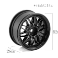 Pikkukuva 2 / 5: 4 kpl 1,9 tuuman muoviset 52 mm pyörän navan vanteet RC-autolle 1/10 On-road Drift Redcat Sakura, musta