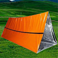 Miniatyrbild 2 av 5: Nöd Tält Utomhus Överlevnadsfilt Överlevnadsfilt Isolering Filt Enkelt Tält Orange Tält+Väska med Visselpipa