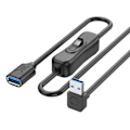 Miniatyrbillede 2 af 5: USB3.0 Forlængerkabel med Strømknap 5Gbps Dataoverførsel Han til Hun Forlængerledning 1m til Tastatur Strømafbryder B