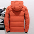 Miniatyrbillede 4 af 5: Mænds Dunjakke Vinter Parka Med Hætte Udendørs Tyk Varmt Oversized Mode 2024 Lynlås Lukning Dunjakke Orange 3XL