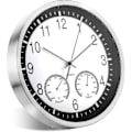 Miniatyrbild 1 av 5: 12 Tums Metall Kvarts Väggklocka 30cm Modern Tyst Tickfri Väggklocka Med Termometer Mäter Temperatur Luftfuktighet För Vardagsrum Sovrum Av