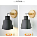 Miniatyrbillede 3 af 3: Væglampe Med Træk Switch Fri Rotation 350 Natlampe RTro Moderne Træ Væglampe E27 Indendørs Væglampe Passer Til