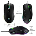 Miniatyrbild 3 av 5: USB-C Mus Type C Ergonomisk Trådbunden Mus RGB Spelmus Optisk Mus - YUHAO