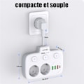Miniatyrbilde 2 av 5: Veggmontert strømbrett med stikkontakter, 10A + 4 USB-uttak, med overbelastningsbeskyttelse