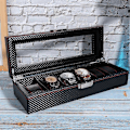 Miniatyrbillede 4 af 5: Urboks med 6 Rume, PU Læder, Sort, Til Opbevaring af Ure, Smykker, Armbåndsure