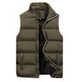 Miniatyrbillede 1 af 2: Mænds Varm Veste Uden Ærmer Jakke Vinter Lynlås Vandafvisende Frakke Casual Stående Krave Efterårsvest Army Green 4XL