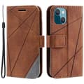 (Pow yeah!) För iPhone 15 Mobilskal Hudvänlig Splitsdesign Läder Mobilfodral med Handrem