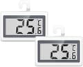 Kylskåps- och frytermometersats om 2, LCD-display, Celsius/Fahrenheit-omkopplare, 3-vägsmontering, för hem, kök, kontor