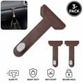 3-pack handskfackskrokar i metall med brun kant, mini, brun Brown 1