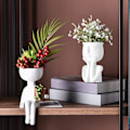 Miniatyrbillede 5 af 5: Menneskeformet harpiks blomsterpot moderne nordisk hvid vase skulptur statue kødfulde mini planter sukkulenter beholder