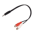 Miniatyrbillede 2 af 4: 3,5 mm stereoadapter hovedtelefonstik til 2 RCA-stik adapter lydkabel, 3,5 mm han til 2x RCA hun