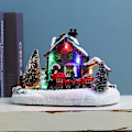 Miniatyrbillede 4 af 5: Farvede LED-lys, der gløder hus, juletog, landsby, lysende hus