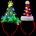 Miniatyrbilde 2 av 5: 2-pakks julehodebånd med LED-lys, nisselue og juletre for julefester