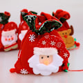 Miniatyrbillede 3 af 5: Fritidspose 4 stk. Julegavepose med snøre i non-woven stof Bærbar julegavepose med snøre Julegavepose i non-woven stof Julemandstegninger