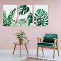 Miniatyrbild 2 av 5: Väggkonst för vardagsrum, bananblad Monstera botaniska tryck väggkonst dekoration modern minimalistisk vattenfärg set för sovrumsdekoration affischer (utan ram)