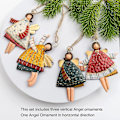 Miniatyrbild 4 av 5: Jultomte-prydnader för julgran, dansande flygande tennsänglar (set med 12)