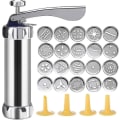 Miniatyrbillede 1 af 5: Tryk Aluminium Tryk Sæt Cookie Maker Kage Tryk Med 20 Tips Og 4 Tynde Dej Spray Tips Rustfrit Stål Sølv Gratis Forsendelse