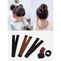 Miniatyrbild 3 av 5: 2 st Off White Hårstilverktyg Hårband Bun Maker Set Håraccessoar för Flickor Kvinnor