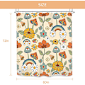 Miniatyrbild 4 av 4: Boho svamp duschdraperi set retro trippy badrumsdekor gul orange blomma blommig rolig söt bohemisk hippie rustik 60wx72l tum badtillbehör