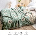 Miniatyrbillede 3 af 5: Bomulds Boho Tæppe 150x200cm, Dobbeltsidet Vævet Sengetæppe Med Frynser Sofa Tæppe Arm