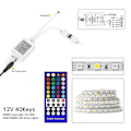Miniatyrbillede 3 af 5: 5050 RGB RGBW RGBWW LED-strimmel 40-tasters fjernbetjening tænd/sluk-knap