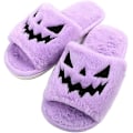 Miniatyrbild 1 av 4: Halloween Spöklika Slides/halloween Pumpa Tofflor Mjuka Plysch Mysiga Öppna Tår Kvinnor Inomhus Utomhus Fuzzy Tofflor Unisex purple eur37